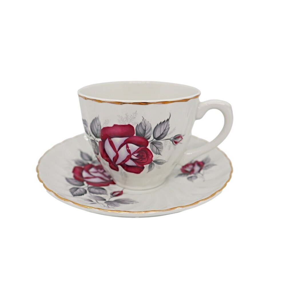 Teacup and Saucer Royal Wessex Floral Bone China England Tea Cup Vintage Rose